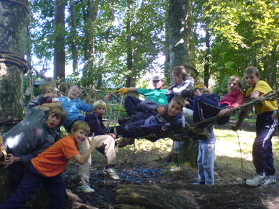 the cubs and me (green t-shirt, yellow gloves) on “the web”