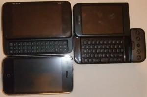 N900 (top left), G1 (top right), iPhone 3GS (bottom)