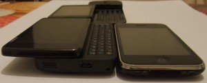 G1 (top), N900 (left), iPhone 3GS (right)